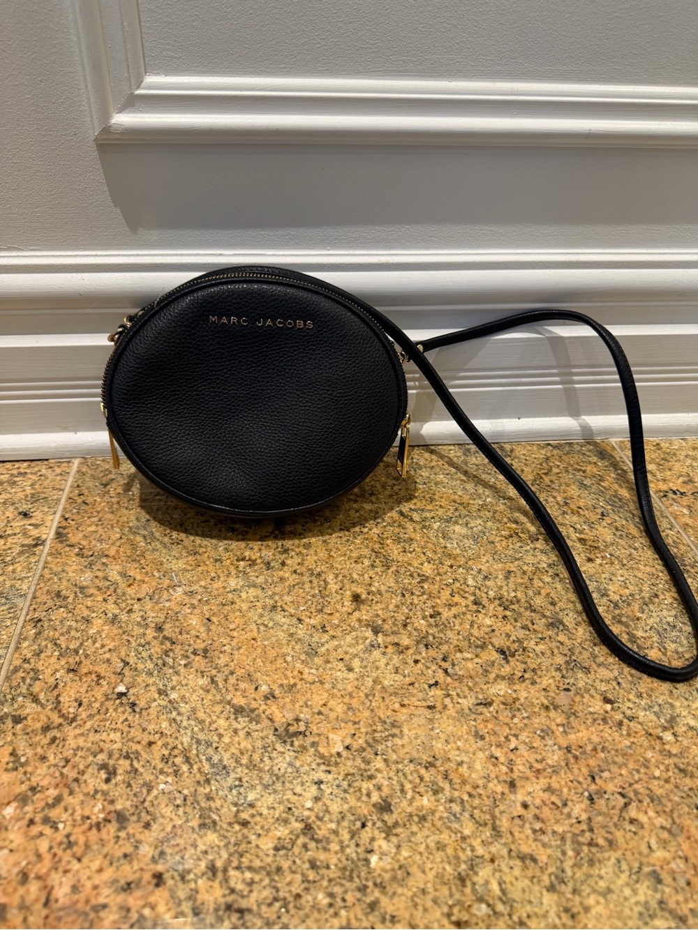 Marc Jacobs Black Pebbled Leather Oval Crossbody
